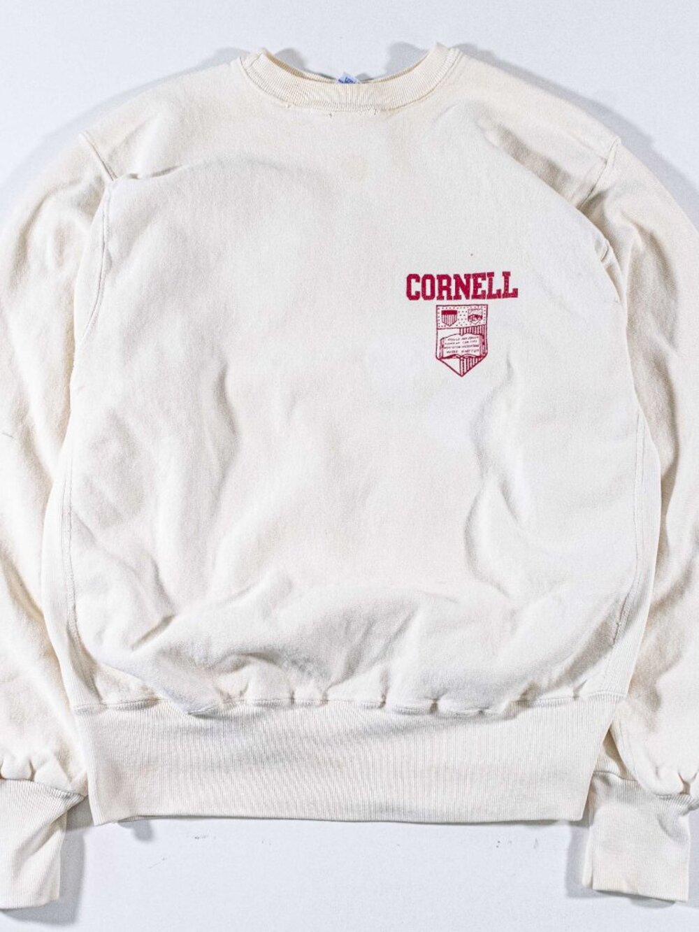 VTG 90s Cornell University Sweatshirt MVP Weave Style Made in USA Large Distress